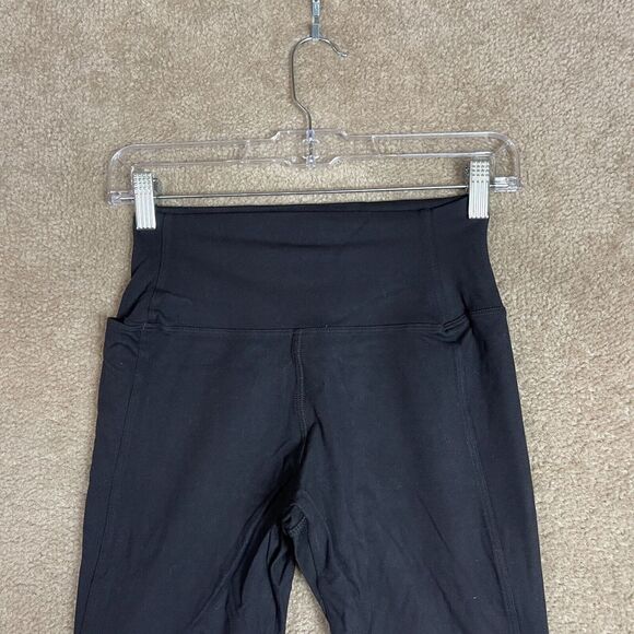 American Giant Crop Power Leggings Womens Size 4 Black Performance Side Pocket - Picture 3 of 11